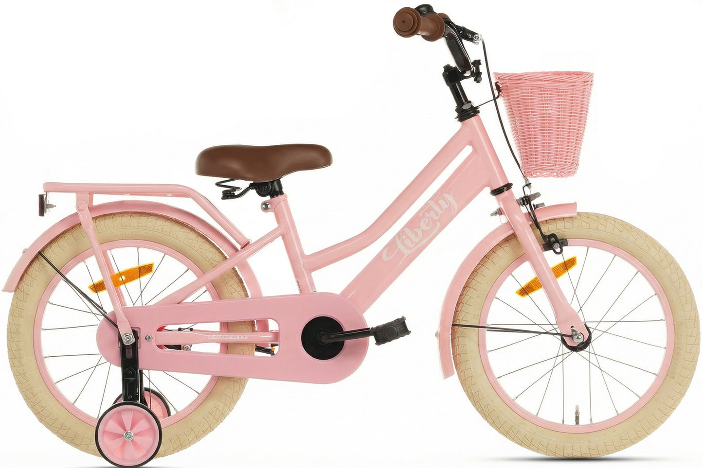 Liberty meisjesfiets Roze 14 inch + mand